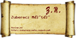 Zuberecz Máté névjegykártya